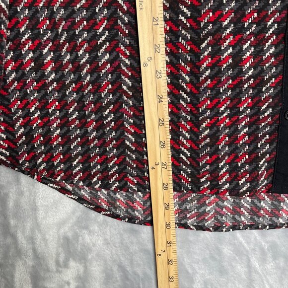 Catherines V Neck Printed Tunic Top Red Black Womens Plus Size 1XWP Petite - Picture 7 of 8